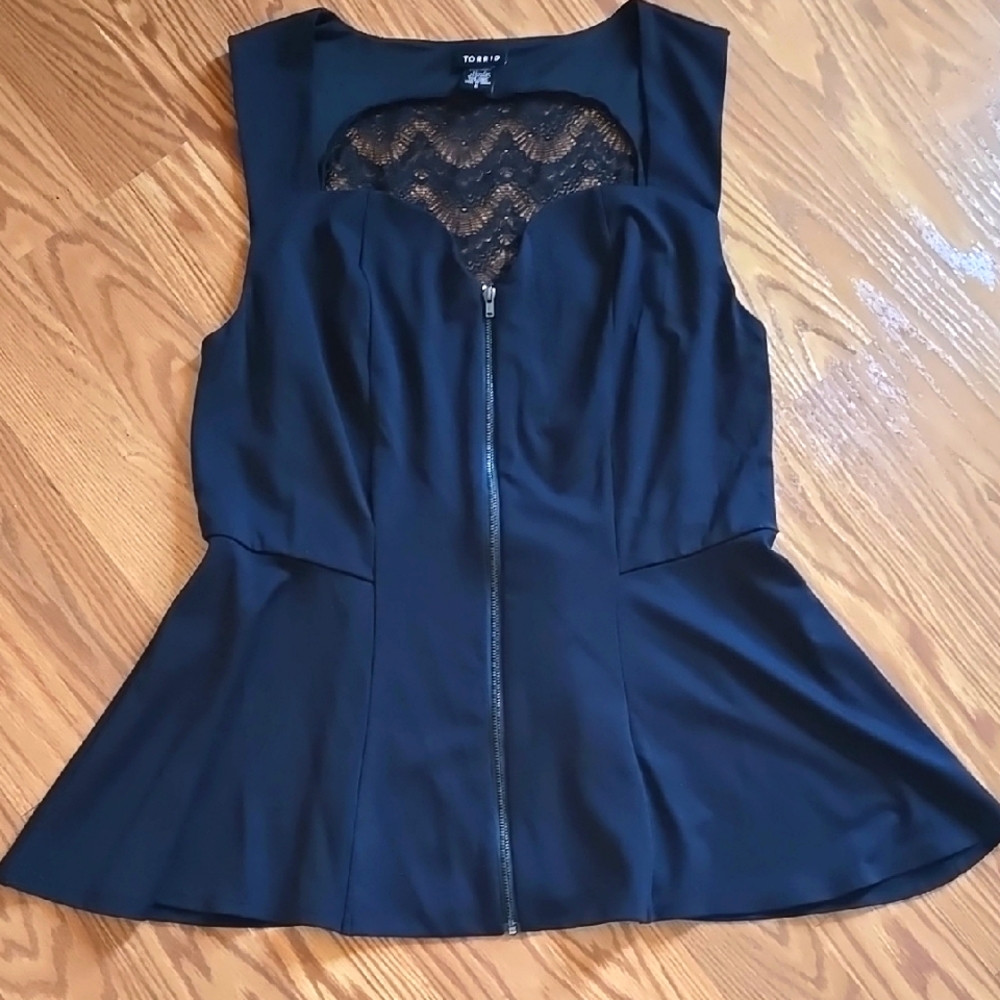 Torrid Black Sleeveless Peplum Blouse